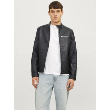jack & jones dylan biker leather jacket