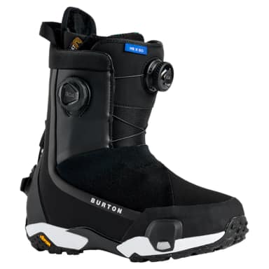 burton highshot x woman step on snowboard boots