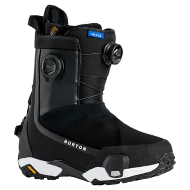 burton highshot x wide woman step on snowboard boots