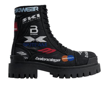 balenciaga combat strike boot 'worn-out - black allover print'
