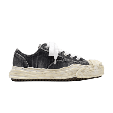 maison mihara yasuhiro hank og sole bleach-wash denim canvas low 'black'