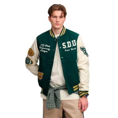 superdry vintage patched varsity jacket