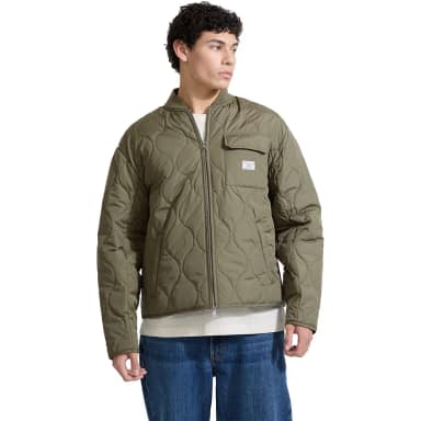 guess jeans quilted puffer jacket