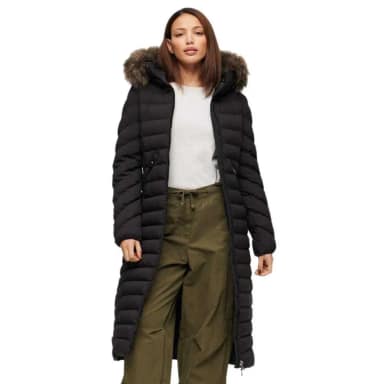 superdry fuji faux fur longline jacket