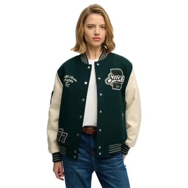 superdry patched varsity bomber jacket