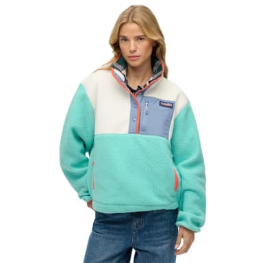 superdry colour block fleece pull over jacket