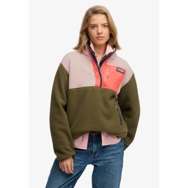 superdry colour block fleece pull over jacket