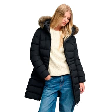 superdry faux fur fuji mid length jacket