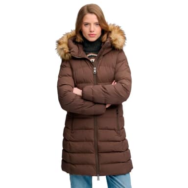 superdry faux fur fuji mid length jacket