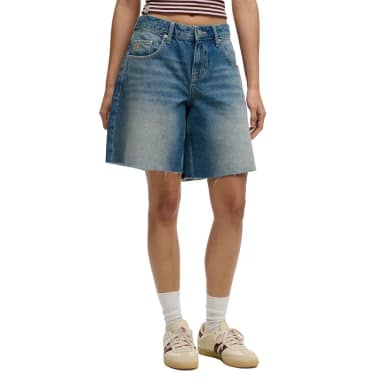 superdry mid rise baggy denim shorts